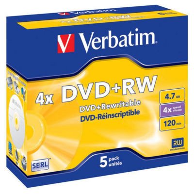 VERBATIM DVD+RW 4X 4.7GB PACK 5 STD