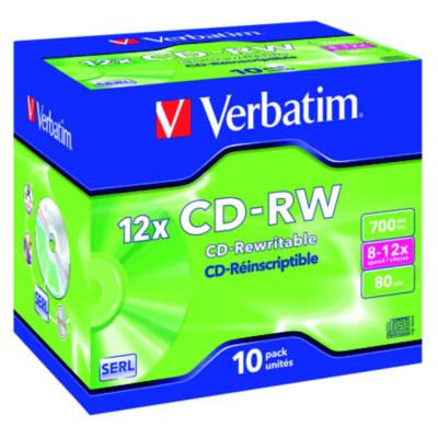 VERBATIM CD-RW 12X 700MB PACK 10 STD