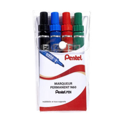 LOT 4 MARQUEURS PERM PENTEL N60 ASSORTIS