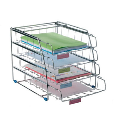 4 CORBEILLES COURRIER METAL 30X36X35 CM