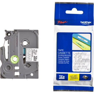 RUBAN 8MX12MM TRANSP/TXT BLANC BROTHER