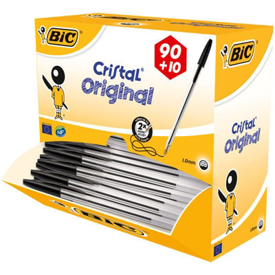 LOT 90+10 STYLOS BIC CRISTAL NOIR