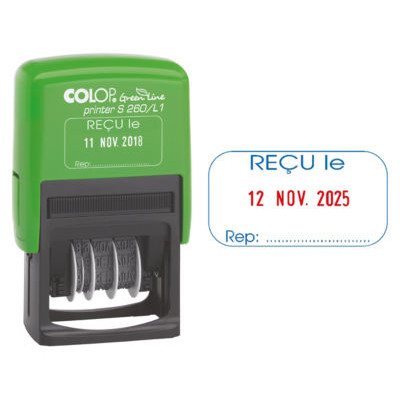 DATEUR MONOFORMULE 'RECU LE' GREEN