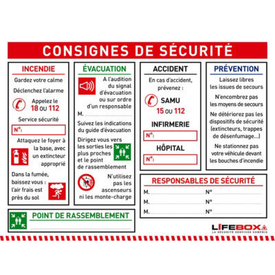 PANNEAU CONSIGNES DE SECURITE
