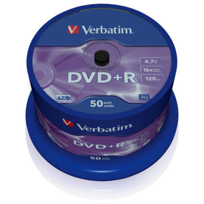 VERBATIM DVD+R 16X 4.7GB SPINDLE 50