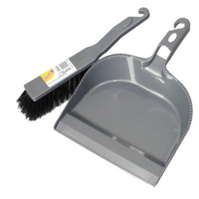 ENSEMBLE PELLE/BALAYETTE GRIS PP