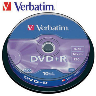 VERBATIM DVD+R 16X 4.7GB SPINDLE 10