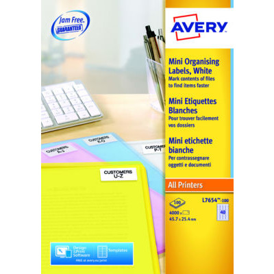 POCH 100 PLANCHES ETIQ BLANC 45,7X25,4