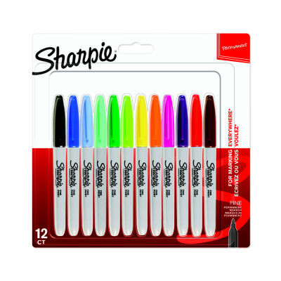 LOT 12 MARQUEURS PERM SHARPIE FINE ASS