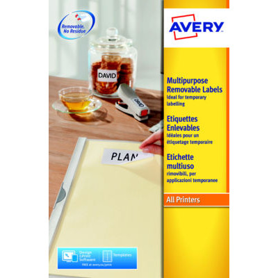BTE 25 ETIQ BLANC ENLEVABLE 210X297MM