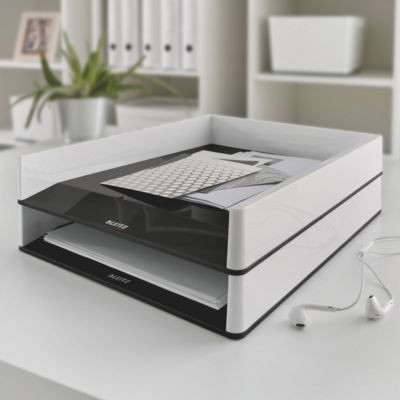 CORBEILLE A COURRIER WOW BLANC/NOIR