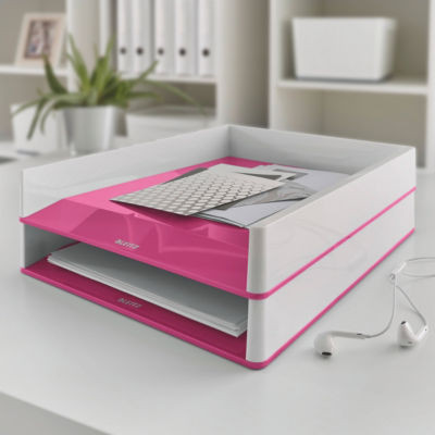 CORBEILLE A COURRIER WOW BLANC/ROSE