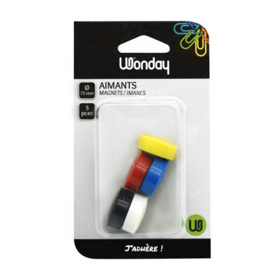AIMANTS RONDS DIAM 25 MM -ASSORTI 5 PCS