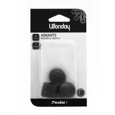 AIMANTS RONDS DIAM 25 MM - NOIR 5 PCS