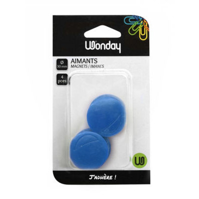 AIMANTS RONDS DIAM 30 MM -BLEU 4 PCES