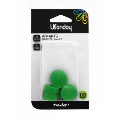 AIMANTS RONDS DIAM 25 MM - VERT 5 PCS