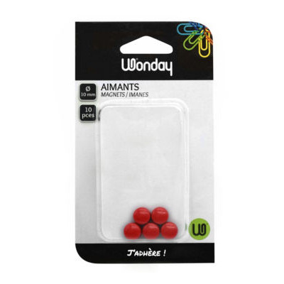 AIMANTS RONDS DIAM 10 MM - ROUGE 10 PCS