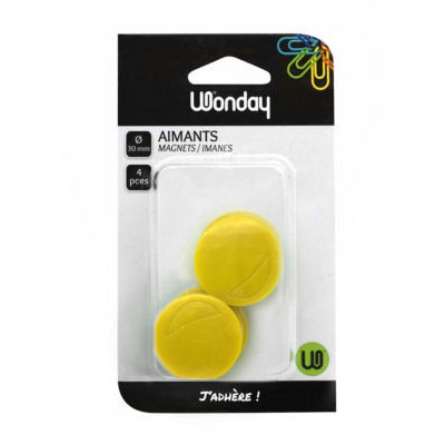 AIMANTS RONDS DIAM 30 MM - JAUNE 4 PCS
