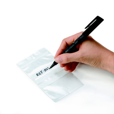 LOT 1000 SACHET ZIP BANDE BLC 50M 6X8