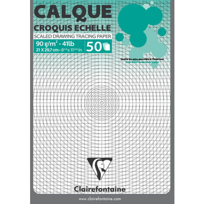 BLOC CALQUE CROQUIS ÉCHELLE 50F 92G A4