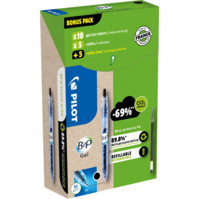 LOT 10 STYLOS GEL + RECH B2P 07 NOIR