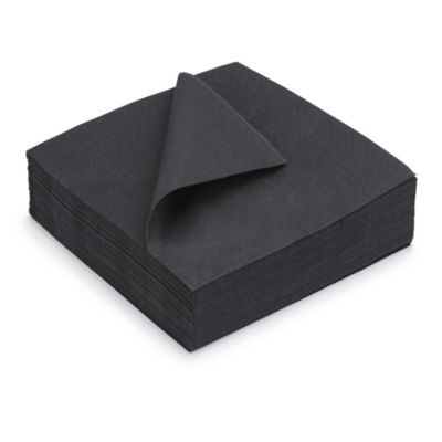 LOT 50 SERV OUATE 2 PLIS 33X33CM NOIR