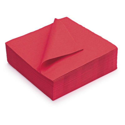 LOT 50 SERV OUATE 2 PLIS 33X33CM ROUGE