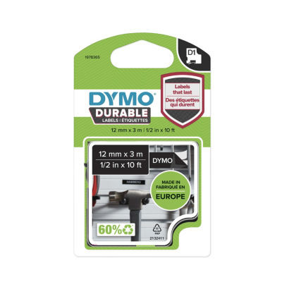 DYMO D1 DURABLE 12MM X 3M BLANC/NOIR
