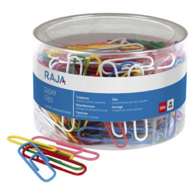 BOITE 200 TROMBONES COULEURS 50MM