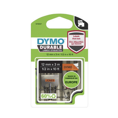 DYMO D1 DURABLE 12MM X 3M NOIR/ORANGE
