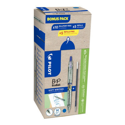 LOT 10 STYLOS + RECHARGES PILOT B2P BLEU