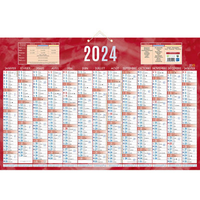 CALENDRIER ROUGE 430X650MM GRILLE13MOIS