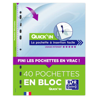 BLOC 40 POCH PERF A4 PP 9/100° LISSE