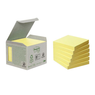 TOUR 6 BLOCS POST IT RECY JAUNE 76X76