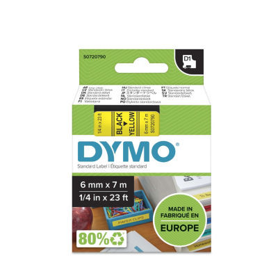 CASSETTE DYMO 12MM TEXTE BLANC/FD TRANS