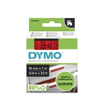 CASSETTE DYMO 19MM TEXTE NOIR/FD ROUGE