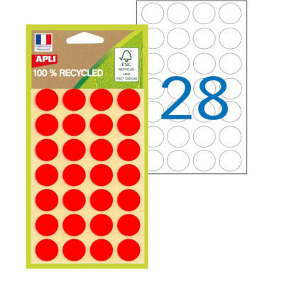 POCH 168 ETQ ROUGE DIAM 15 RECYCLEES