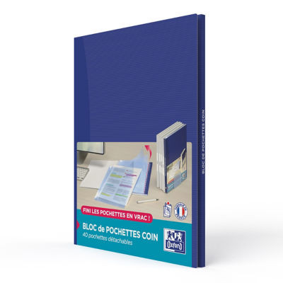 BLOC 40 POCHETTES COIN OXFORD A4 90G