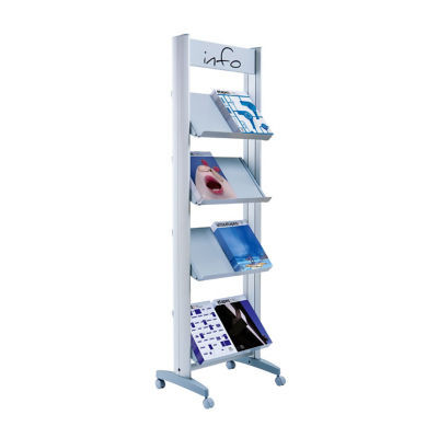 PRESENTOIR MOBILE 8 A4 TABLETTES METAL