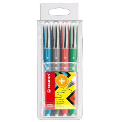 LOT 4 STYLOS ROLLERS STABILO WORKER+