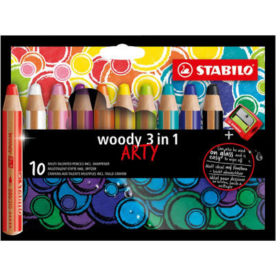 ETUI 10 CRAYONS WOODY 3IN1 ARTY + TC
