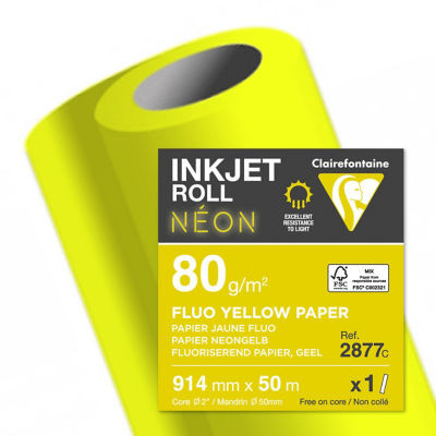 ROULEAU INKJET JAUNE FLUO 80G 0,914X50M