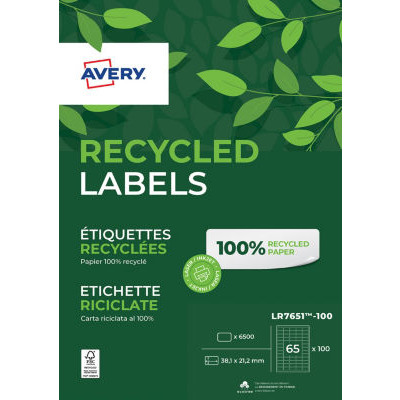 6500 ETIQU 100% RECYCLEES 38,1 X21,2 MM