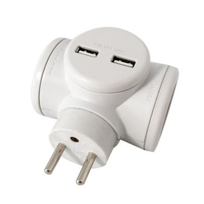WATT&CO BIPLITE 2X16A ET 2 USB BLANC