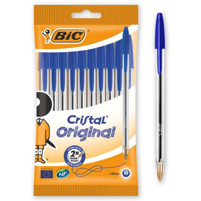 LOT 10 STYLO BILLE CRISTAL ORIGINAL BLEU