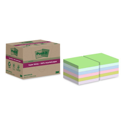LOT12 POST IT SS COULEUR 76X76MM RECYCLE