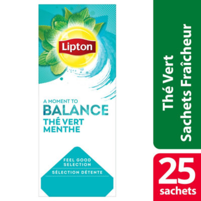 LIPTON Boîte de 25 sachets de thé Vert menthe