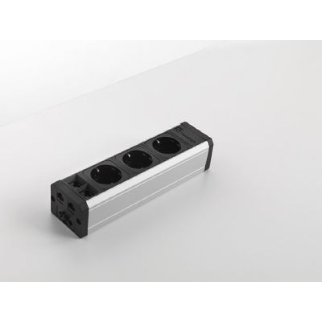 Multiprise VersaTek 2 Prises électriques + 2 RJ45 + USB, Aluminium