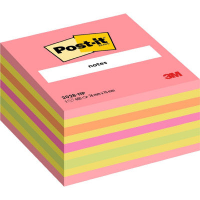 CUBE POST-IT 76X76MM NEON ROSE