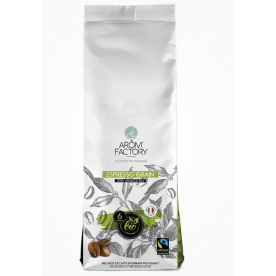 THELOA Lot de 6 sachets de café Bio 500g ESPRESSO GRAIN